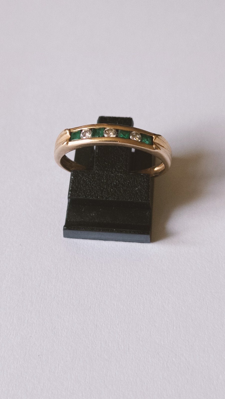 Gouden ring smaragd en diamant, 18 krt, Verzenden, Goud, Ring, Met edelsteen