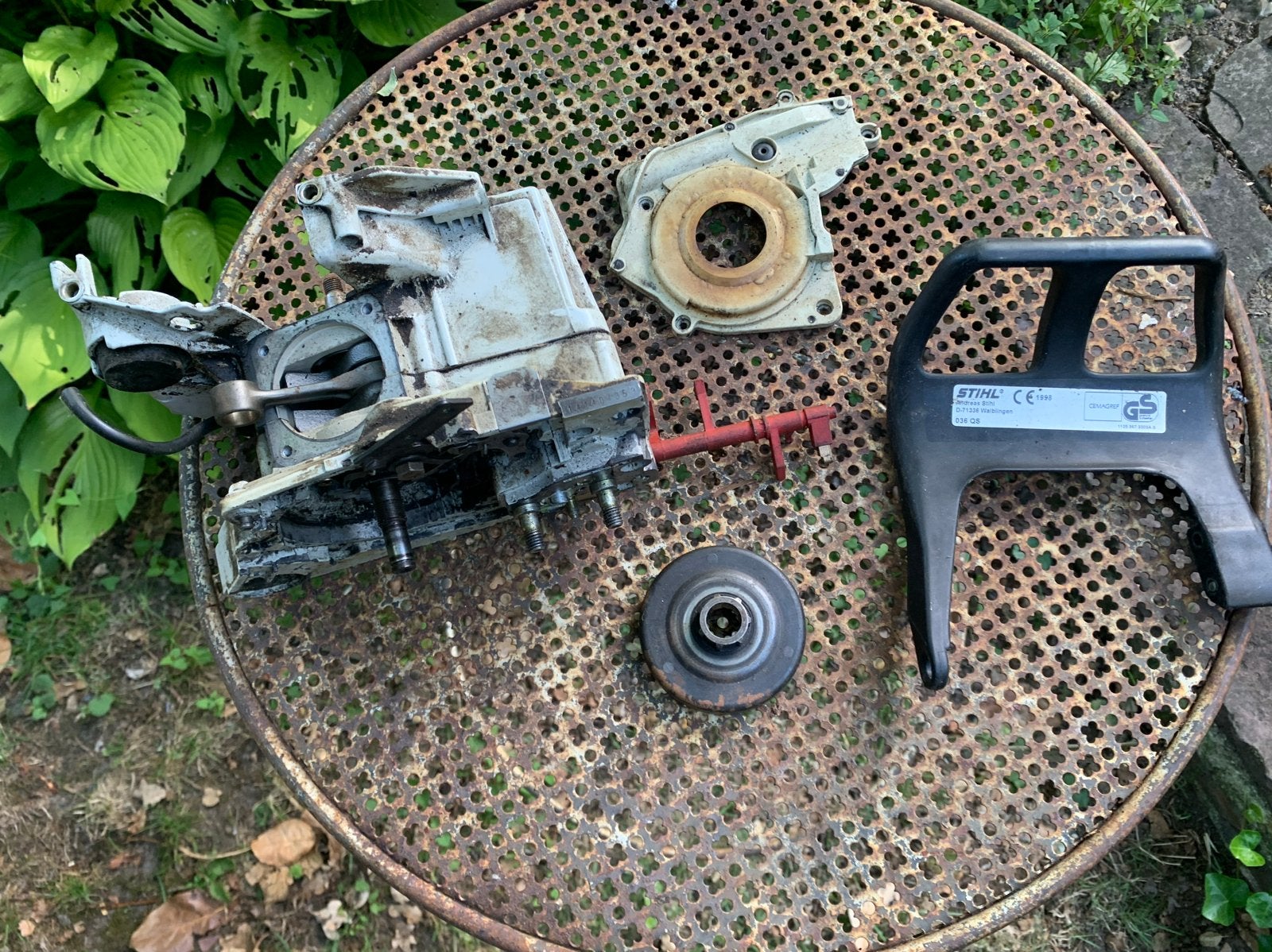 Stihl 036 QS onderdelen: motorblok, handvat, oliepomp, etc., Tuin en Terras, Hand-tuingereedschap, Ophalen of Verzenden, Gebruikt
