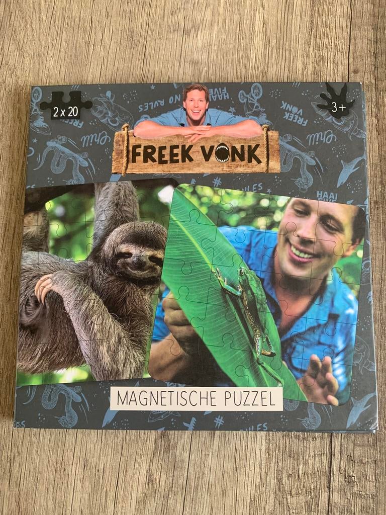 Freek Vonk Magnetische Puzzel - Luiaard & Kameleon (2x20), Ophalen of Verzenden, 10 tot 50 stukjes, Zo goed als nieuw