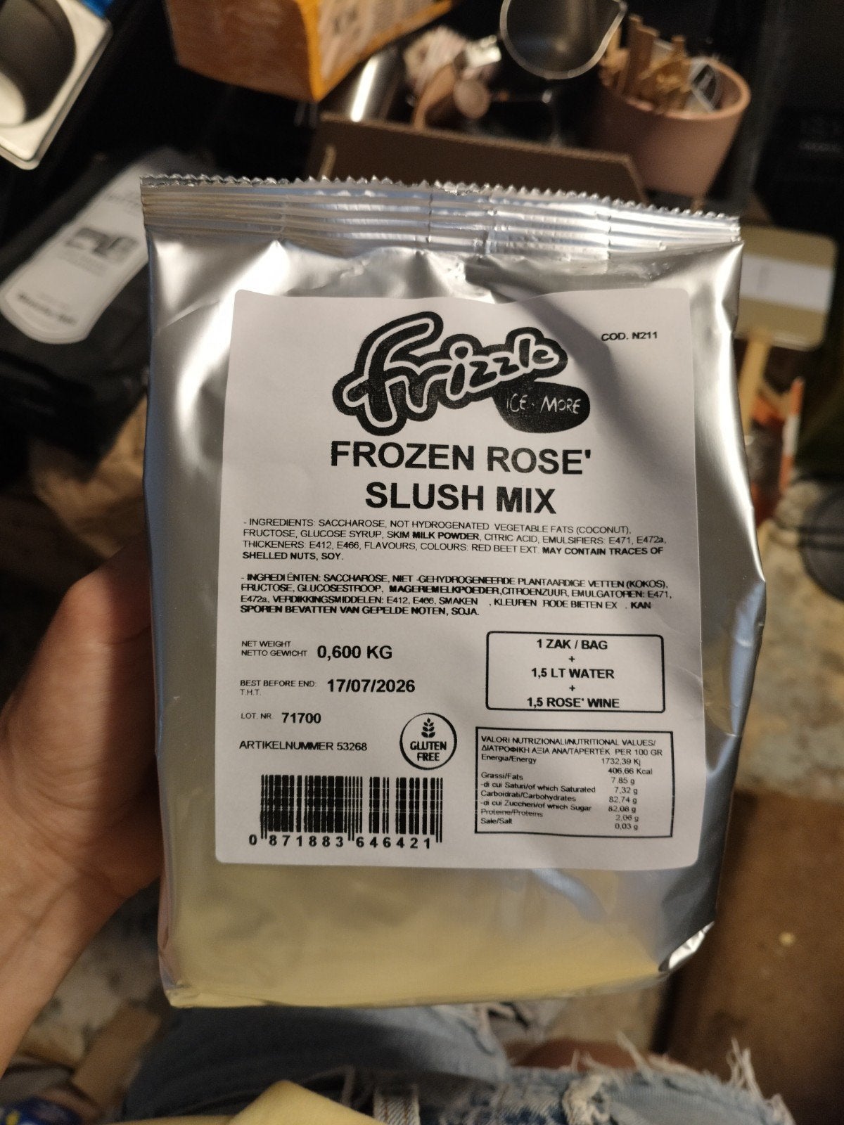 Frozen rose voor in slush machine., Ophalen