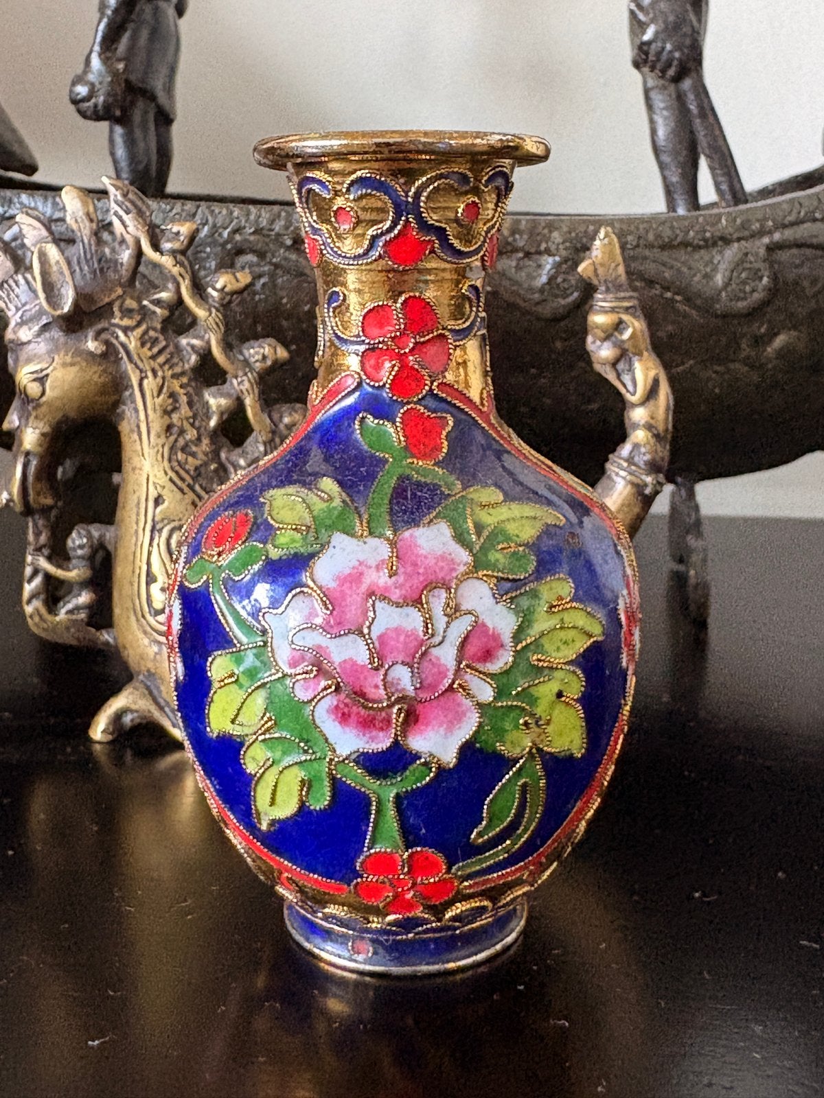 Antieke Chinese Cloisonné Vaasje - Handgemaakt Emaille, Ophalen of Verzenden