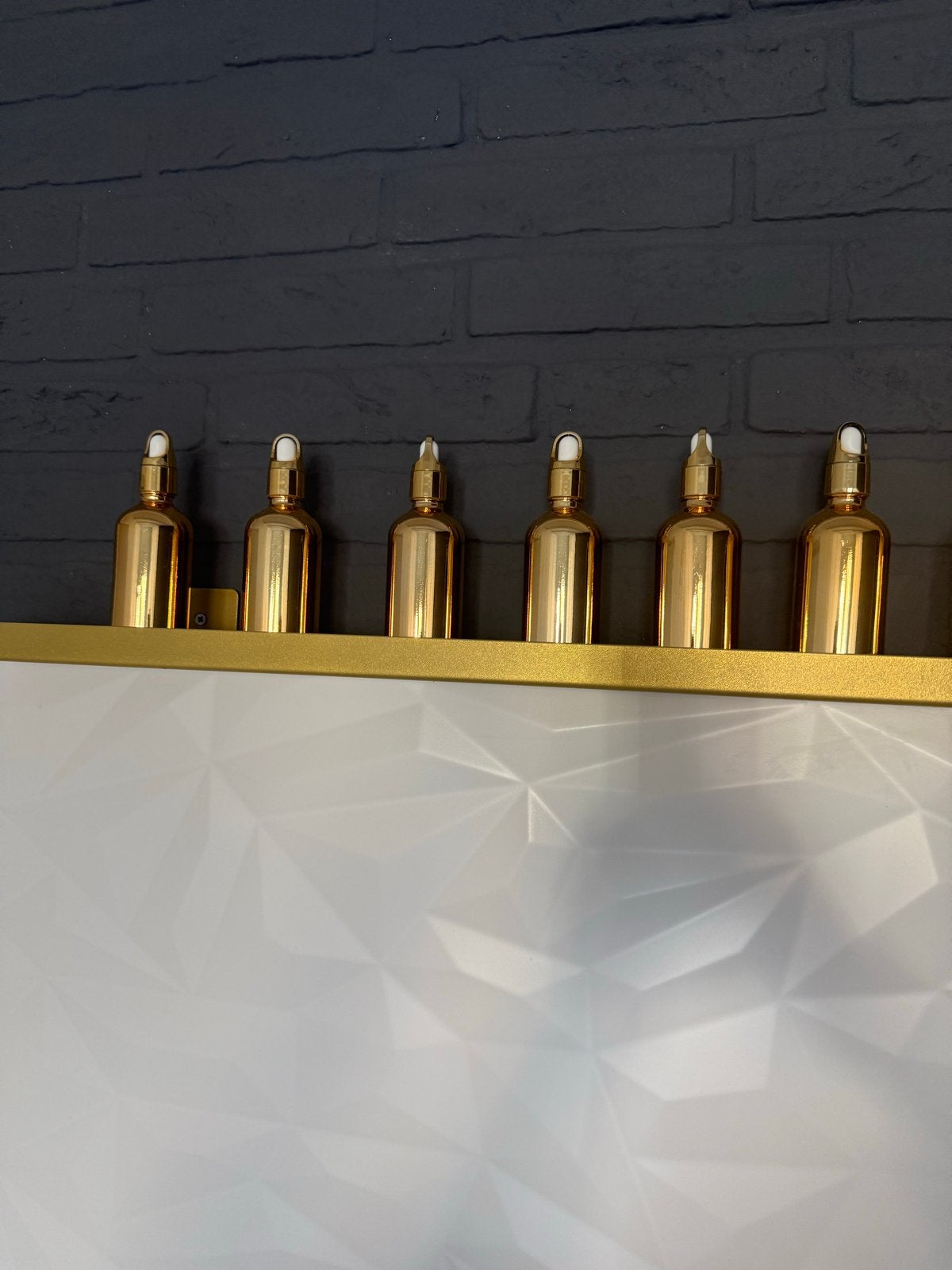 Gouden decoratieve flesjes met pipet - Set van 10, Ophalen of Verzenden, Zo goed als nieuw, Glas, Goud