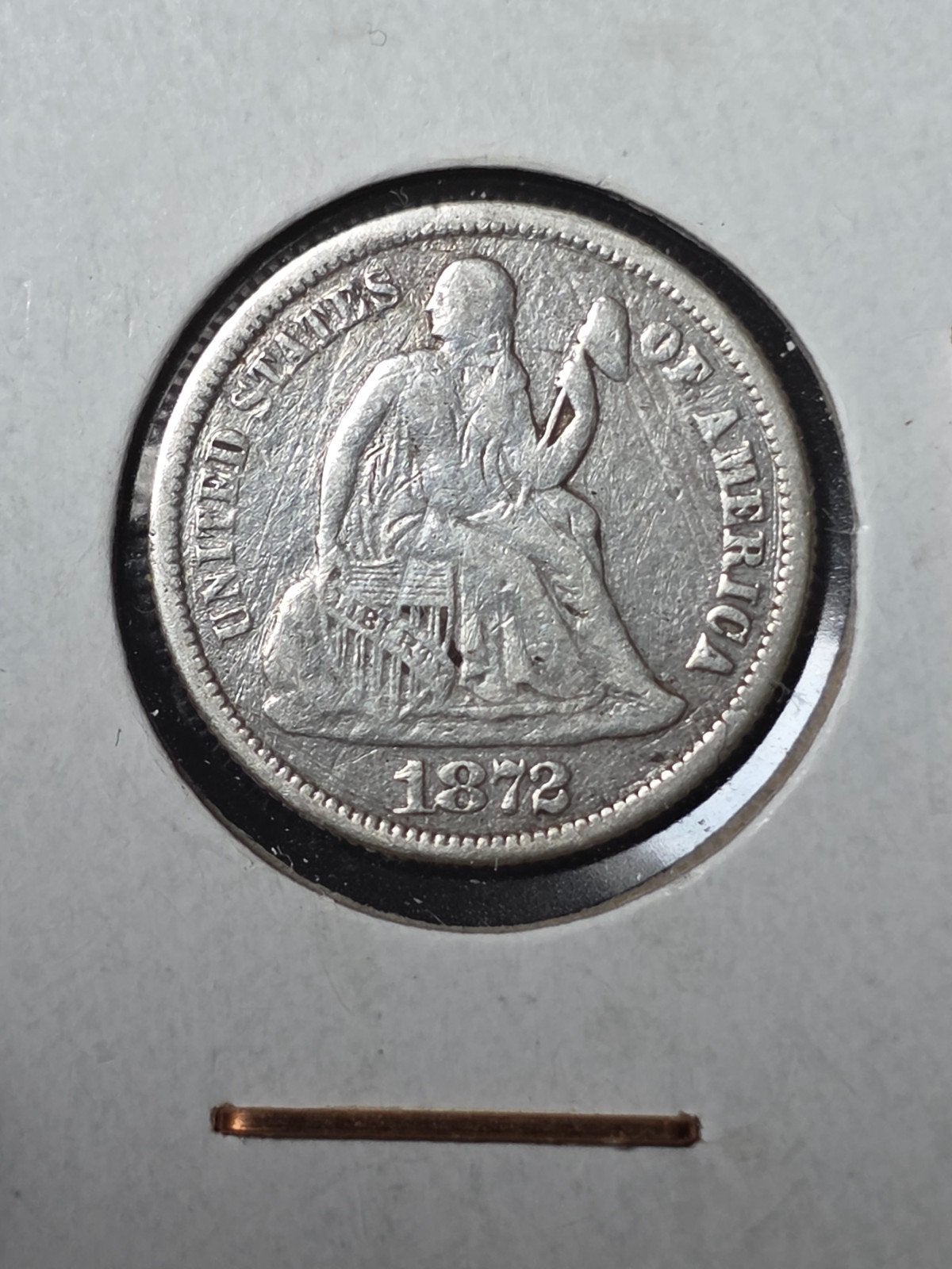 dime 1872 Amerika, Postzegels en Munten, Verzenden, Noord-Amerika, Losse munt, Zilver