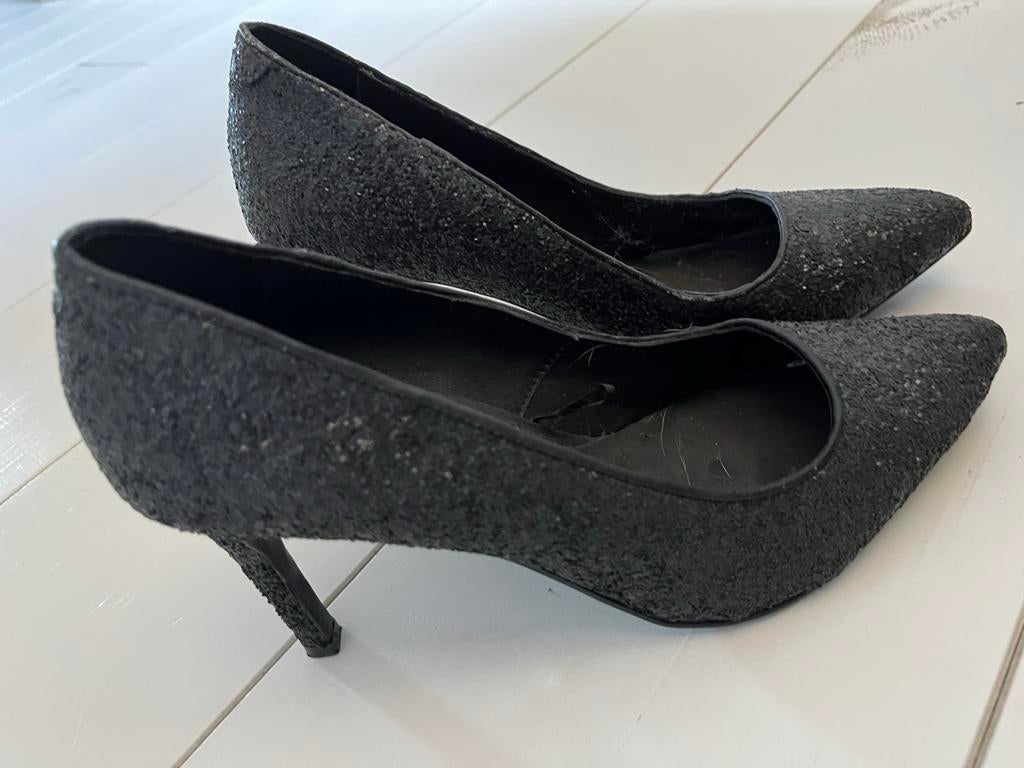 Zwarte glitter pumps maat 39, Pumps, Zwart, Ophalen of Verzenden, Zo goed als nieuw
