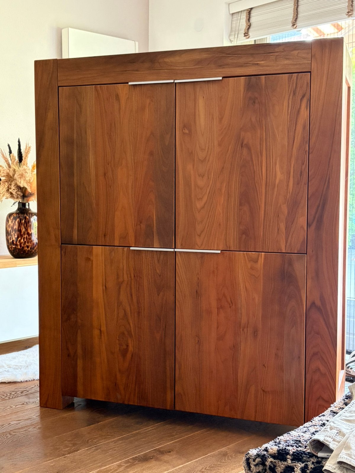 Opbergkast Timber warm noten hout, Ophalen, Gebruikt, 120 tot 170 cm, Modern
