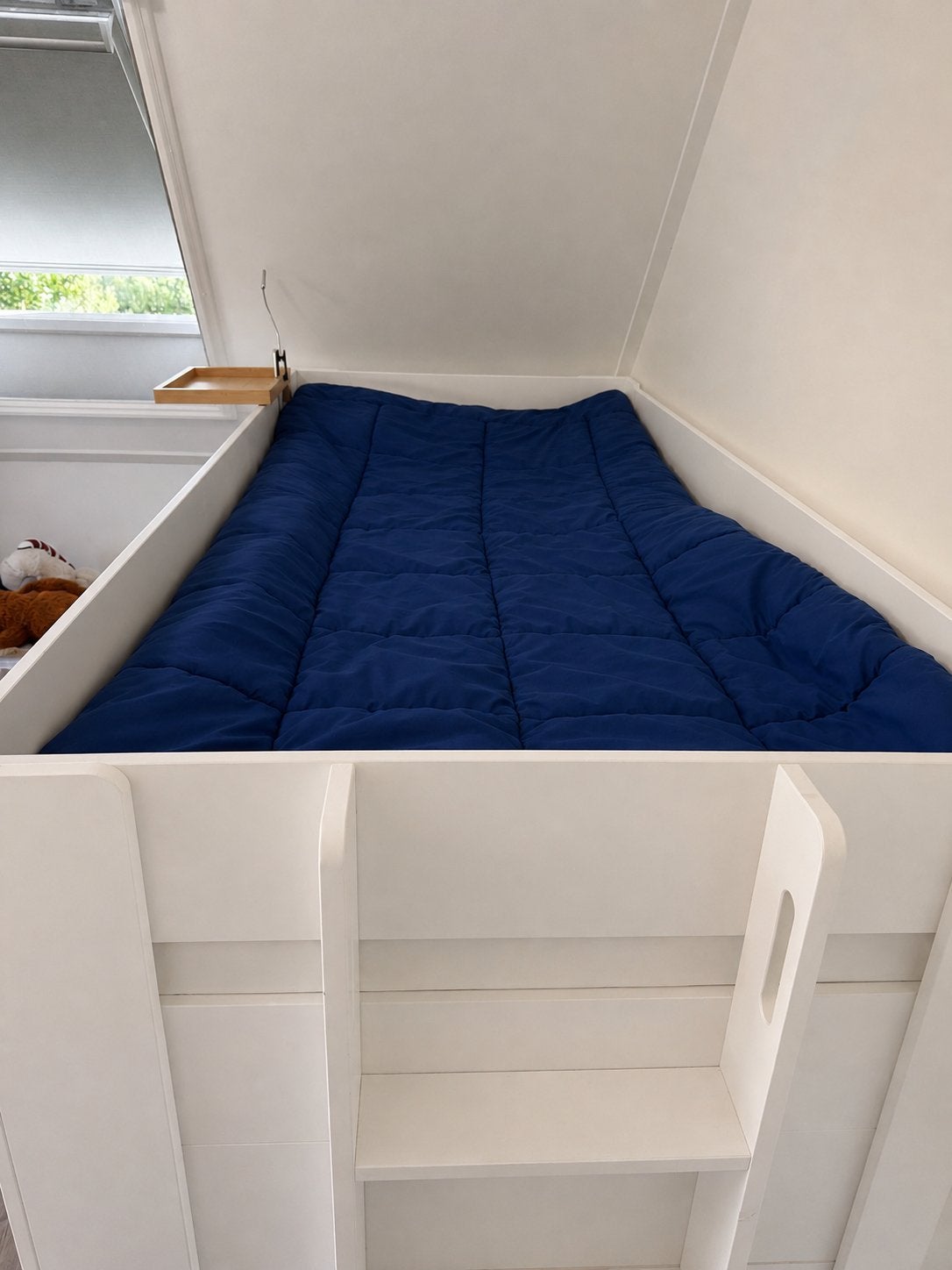 Vipack Halfhoogslaper Noah Wit + Lattenbodem en Speelruimte, Ophalen, Gebruikt, 90 cm, Eenpersoons