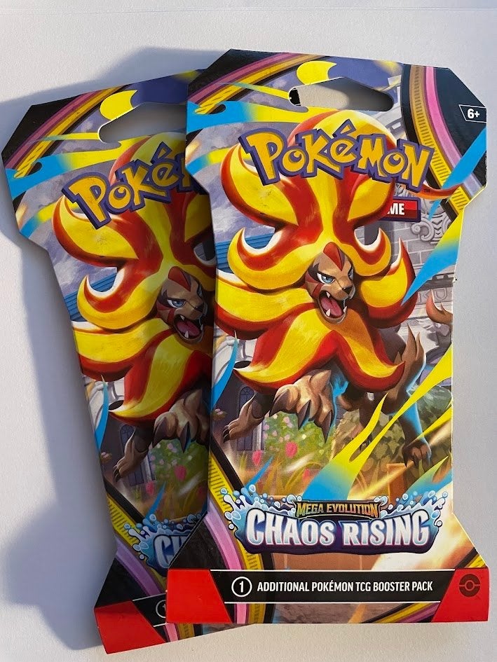 2 x Pokémon Mega Evolution Chaos Rising sleeved Booster Pack, Ophalen of Verzenden, Nieuw, Booster, Foil