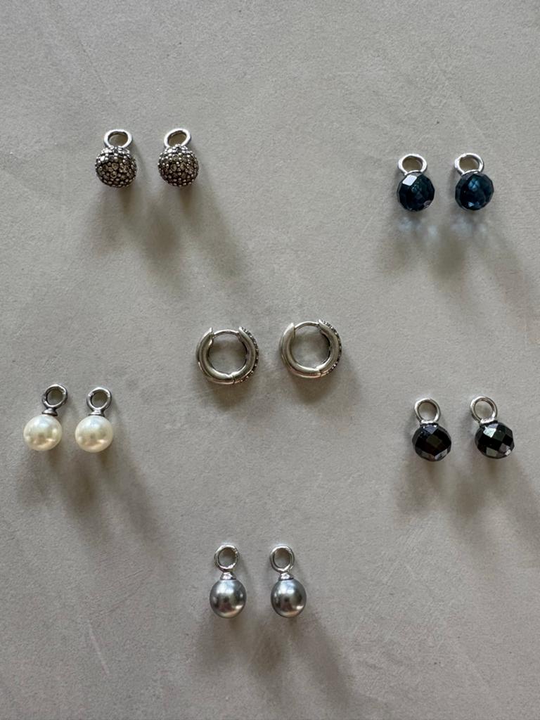 TiSento Milano Creolen met steentjes en set hangers, Overige kleuren, Zilver, Ophalen, Met kristal