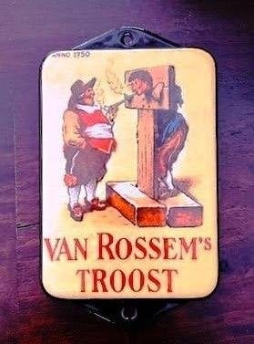 Emaille Reclamebord / Deurpostje Van Rossem ’s Troost., Verzamelen, Verzenden, Zo goed als nieuw, Reclamebord