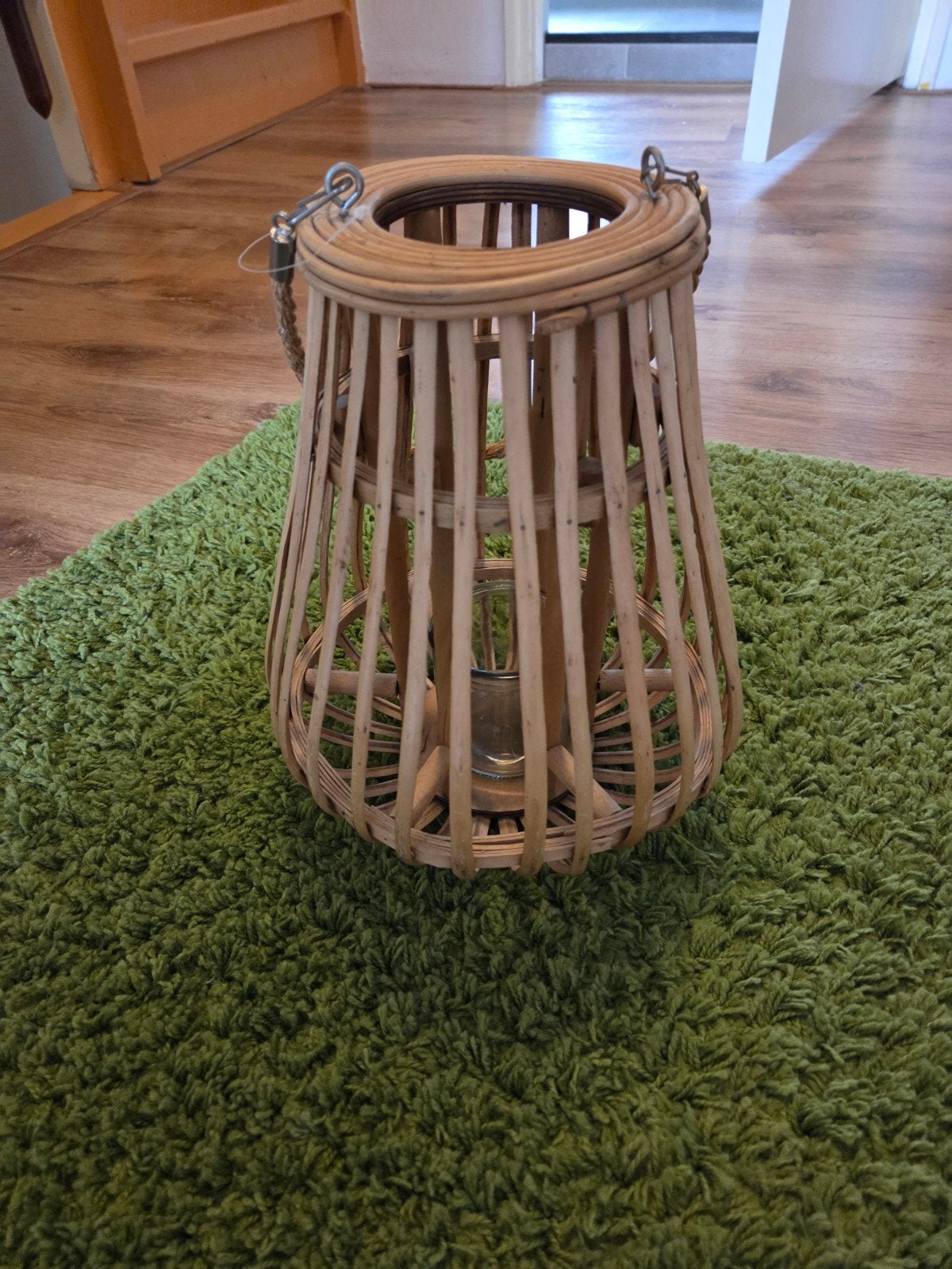 Lantaarn riet, Ophalen, Zo goed als nieuw, Hout, 30 cm