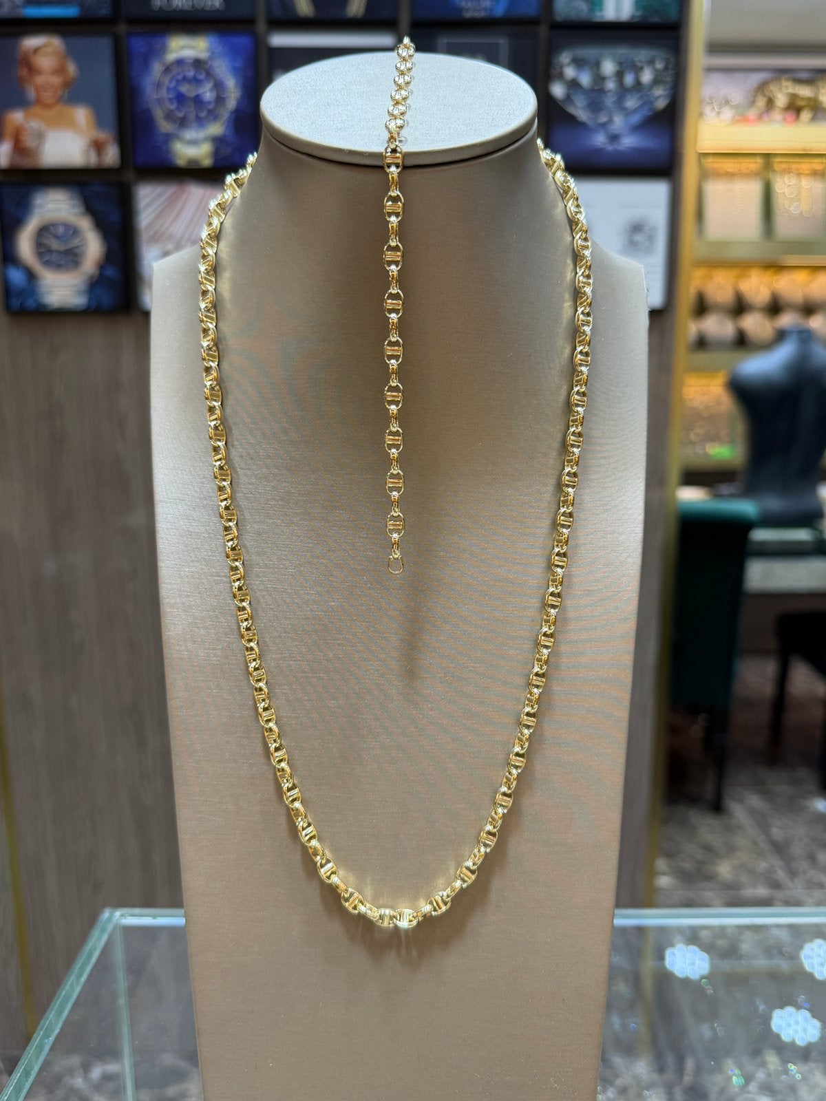 14KT Goud - 24.5 Gr totaal - Armband + Ketting - RICCI, Ophalen, Nieuw, Goud