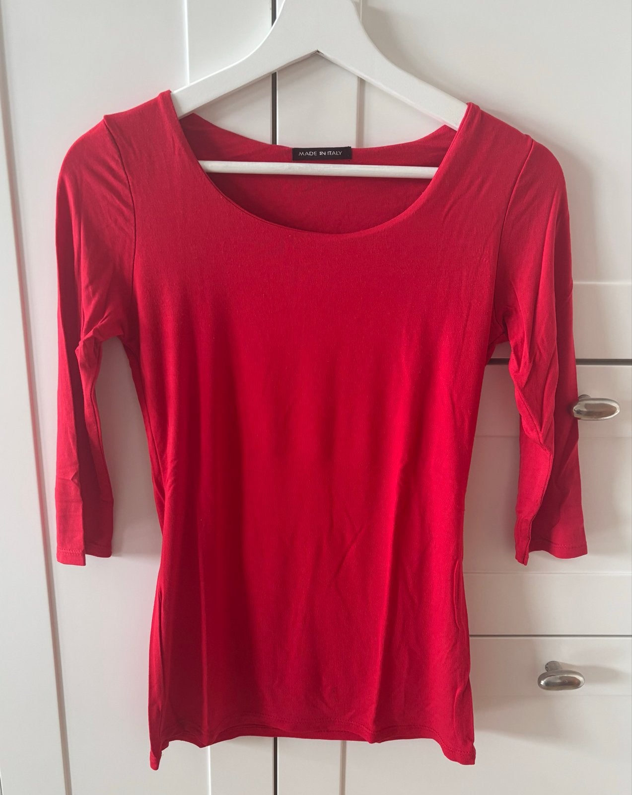 Rood shirt met driekwart mouw - Maat S, Ophalen of Verzenden, Zo goed als nieuw, Maat 36 (S), Rood