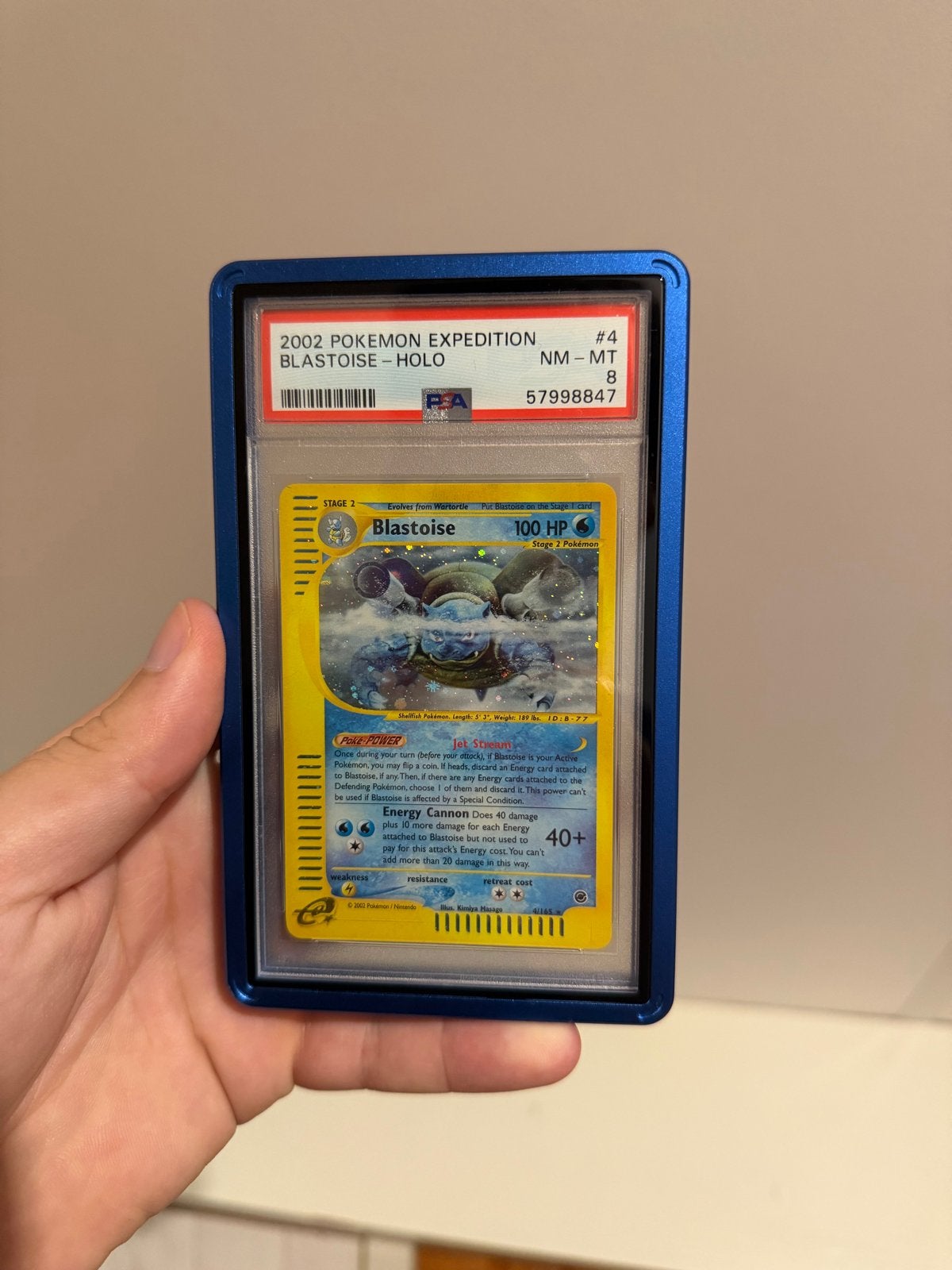 Pokémon Expedition Blastoise Holo PSA 8, Ophalen, Zo goed als nieuw, Losse kaart, Foil