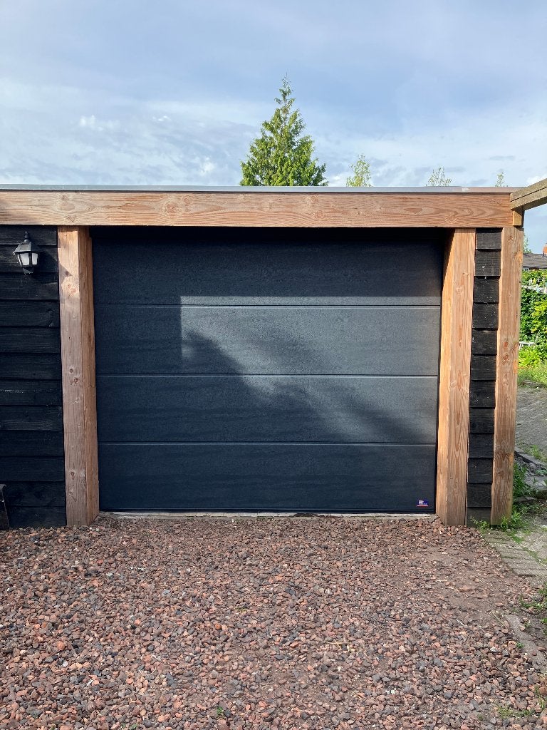 Sectionaaldeur schuurdeur garagedeur elektrisch 253,5x200 cm, Ophalen, Kunststof, 120 cm of meer, Garagedeur