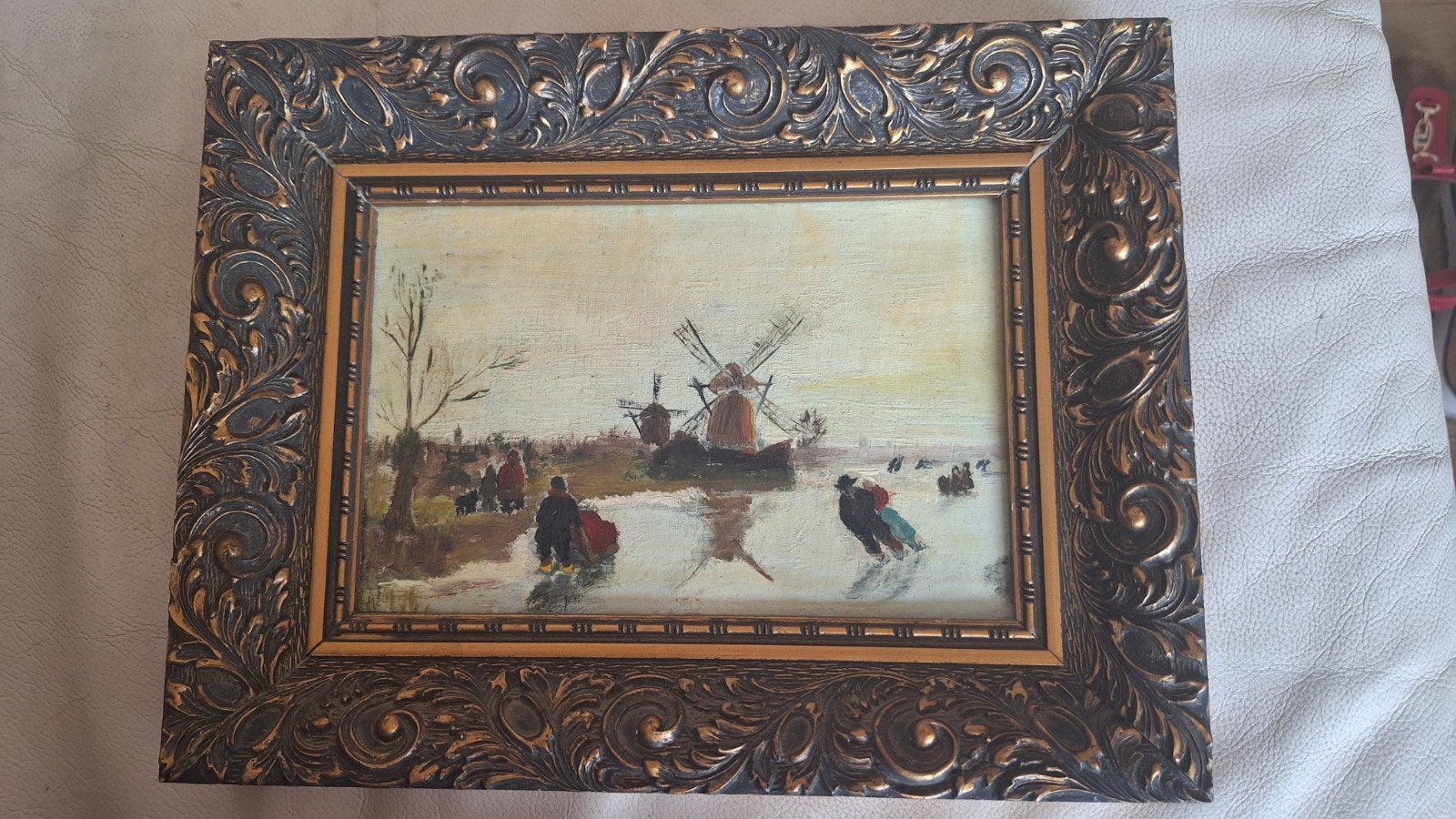 Olieverfschilderij: Hollands winterlandschap met molens, Paneel, Oud hollands, Ophalen of Verzenden, Landschap