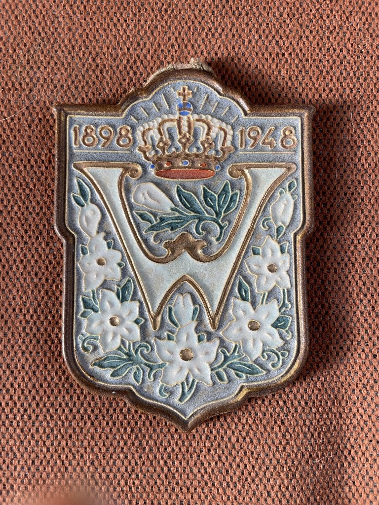 Wilhelmina 1898-1948 wand tegel, Ophalen of Verzenden