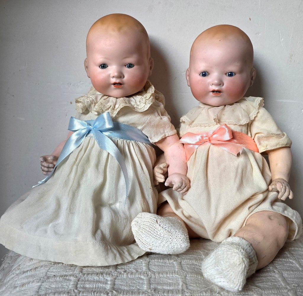 2x antieke pop: een tweeling, armand marseille dreambaby's, Ophalen of Verzenden, Gebruikt, Pop