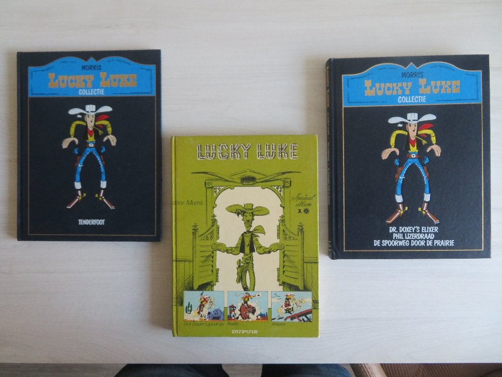 Lucky Luke Collectie - 3 stripboeken, Boeken, Stripboeken, Gelezen, Ophalen of Verzenden, Morris, Meerdere stripboeken