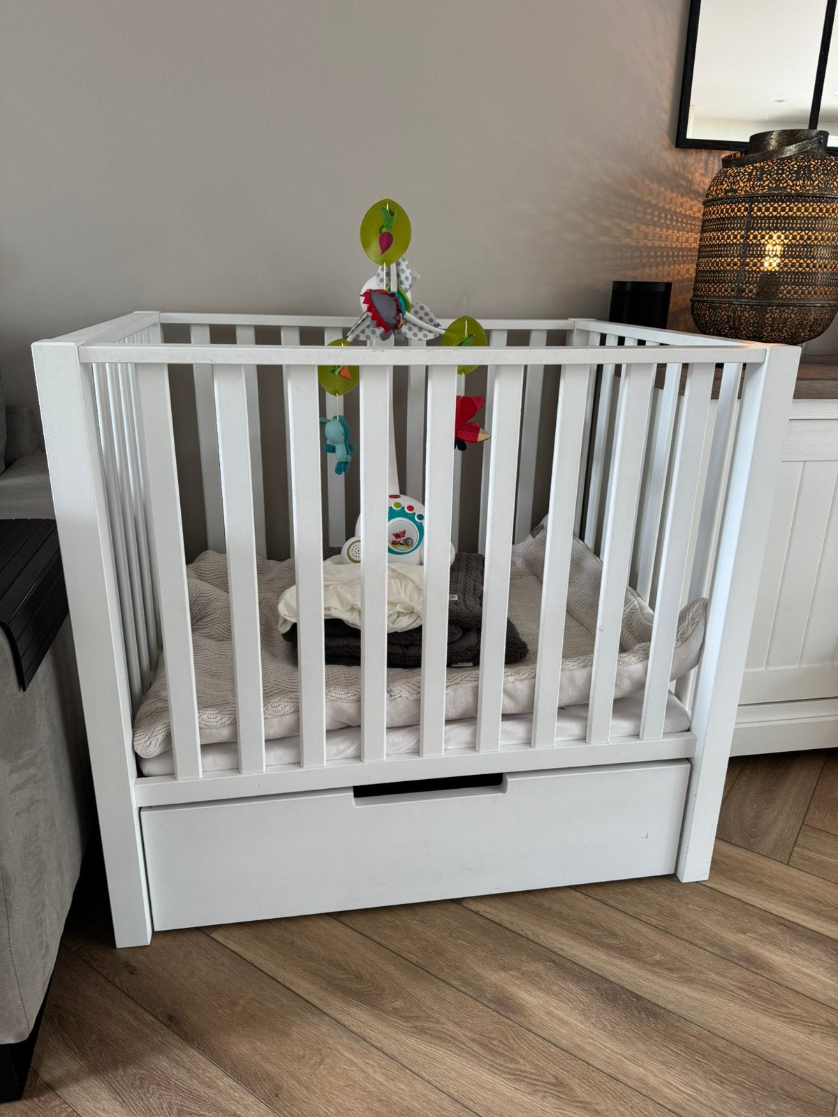 Baby box Mees babypark met lade, matras en Jollein boxkleden, Ophalen, Gebruikt, Vierkant, In hoogte verstelbaar