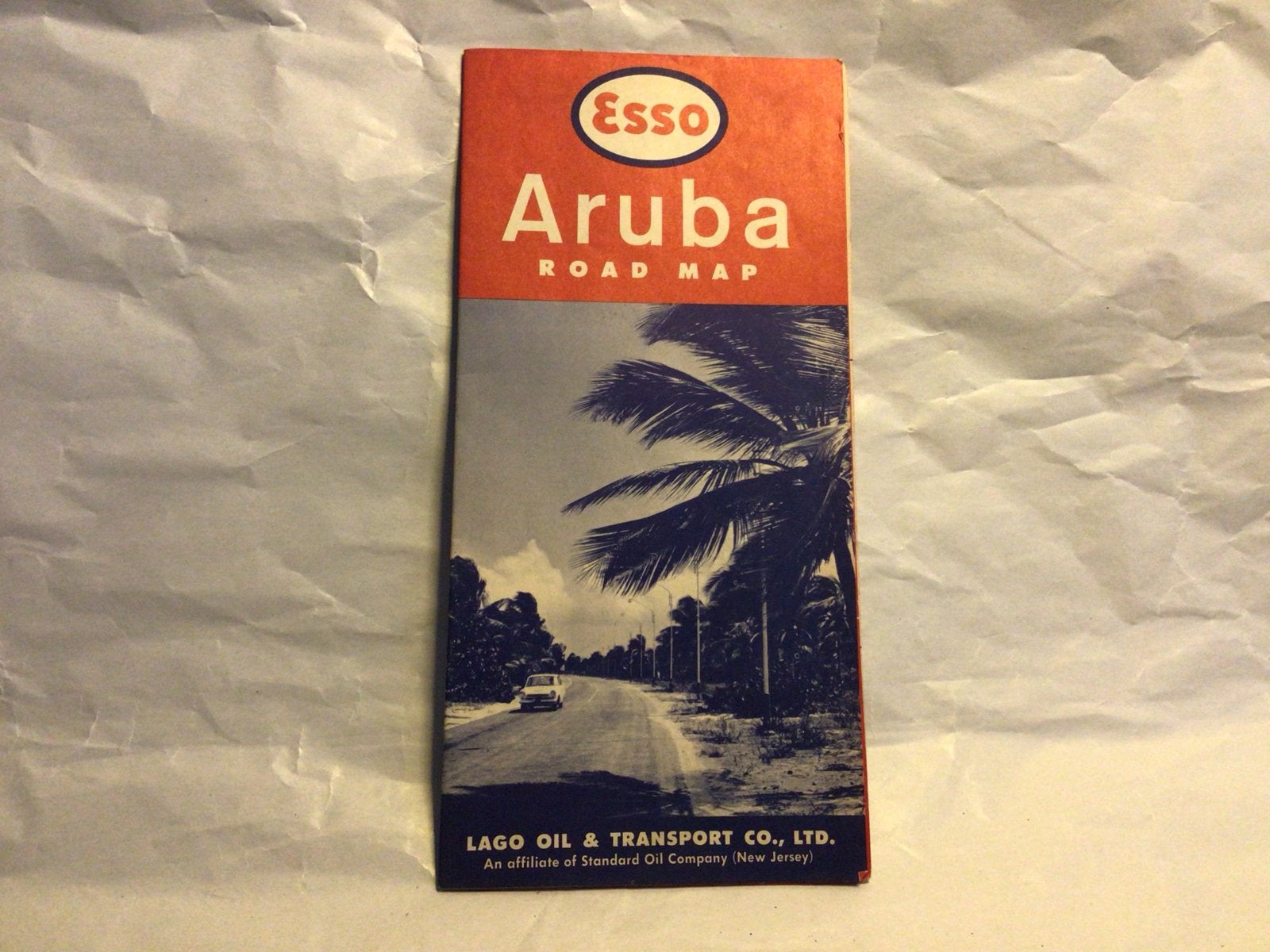 Vintage Esso Aruba Road Map - Jaren '60, Gelezen, Overige gebieden, Verzenden, Landkaart