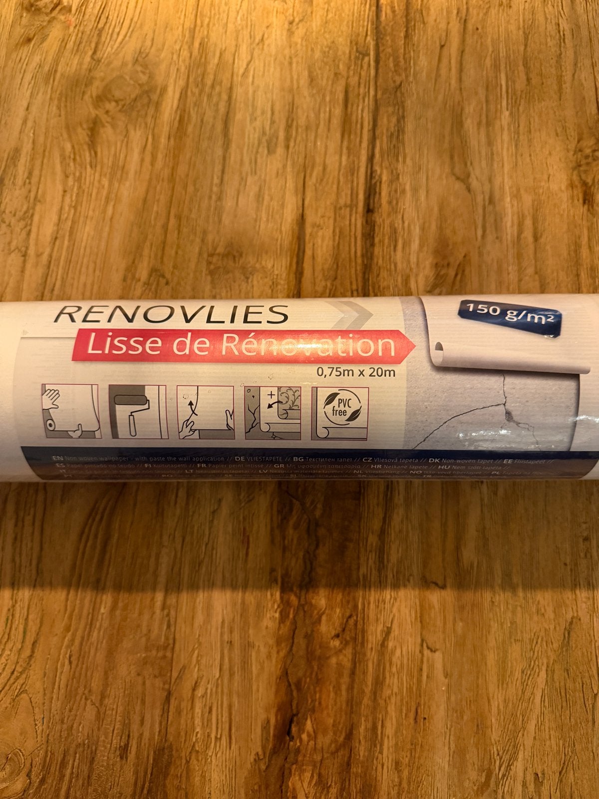Foto 2 van Renovlies Behang 0,75m x 20m - 150 g/m² PVC-vrij