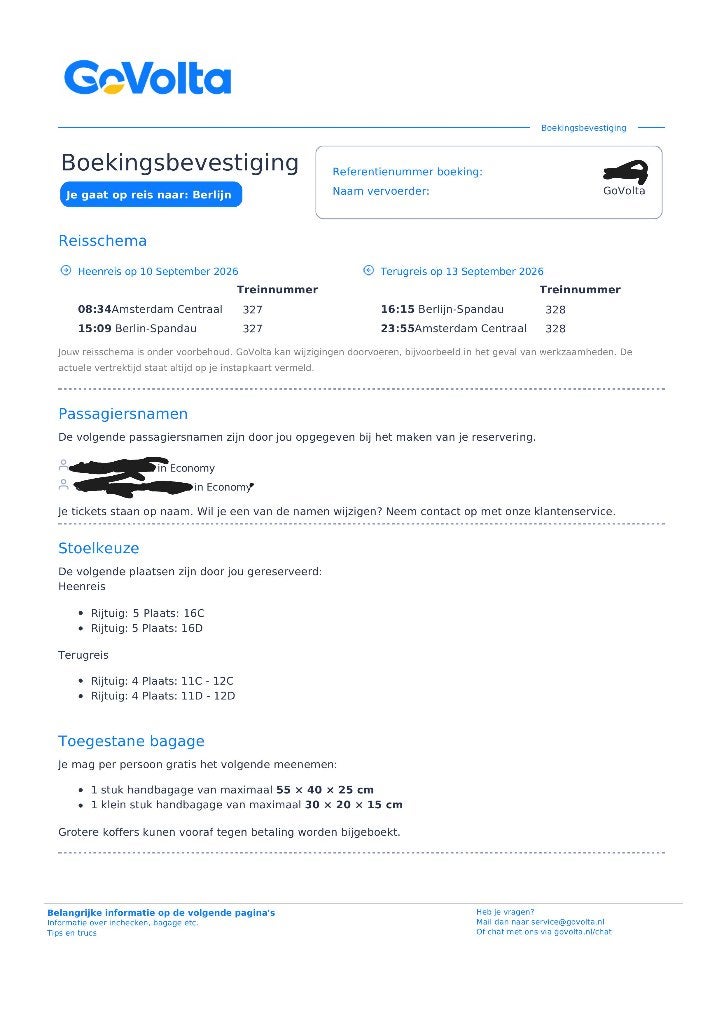 2 treintickets naar Berlijn Vaste datum do 10-09 t/m zo 13-9, Tickets en Kaartjes, Twee personen, Trein, Buitenland, Met bestemming of datum
