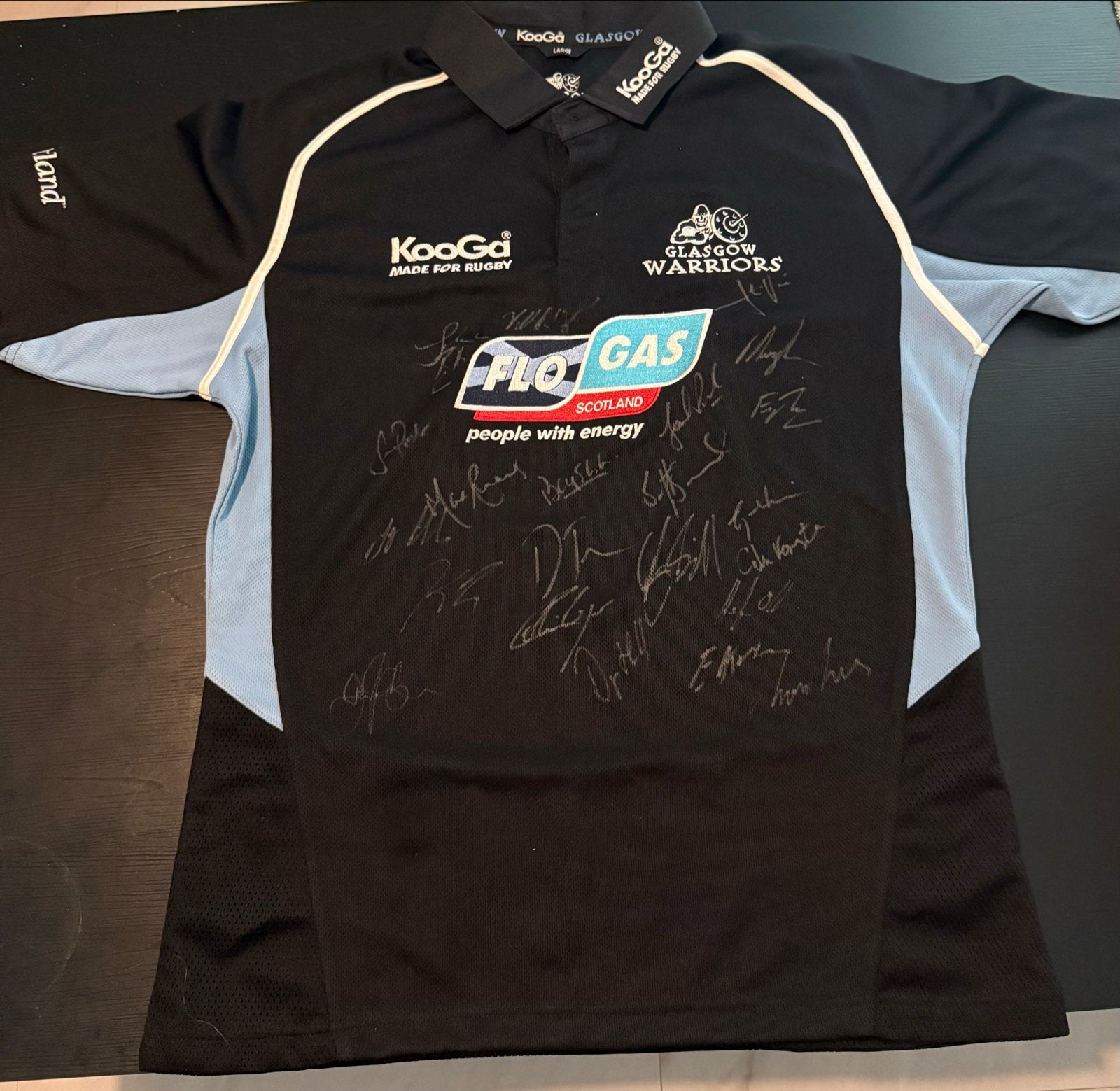 Glasgow Warriors gesigneerd rugbyshirt Kooga L, Maat 48/50 (M), Zwart, Ophalen of Verzenden, Zo goed als nieuw