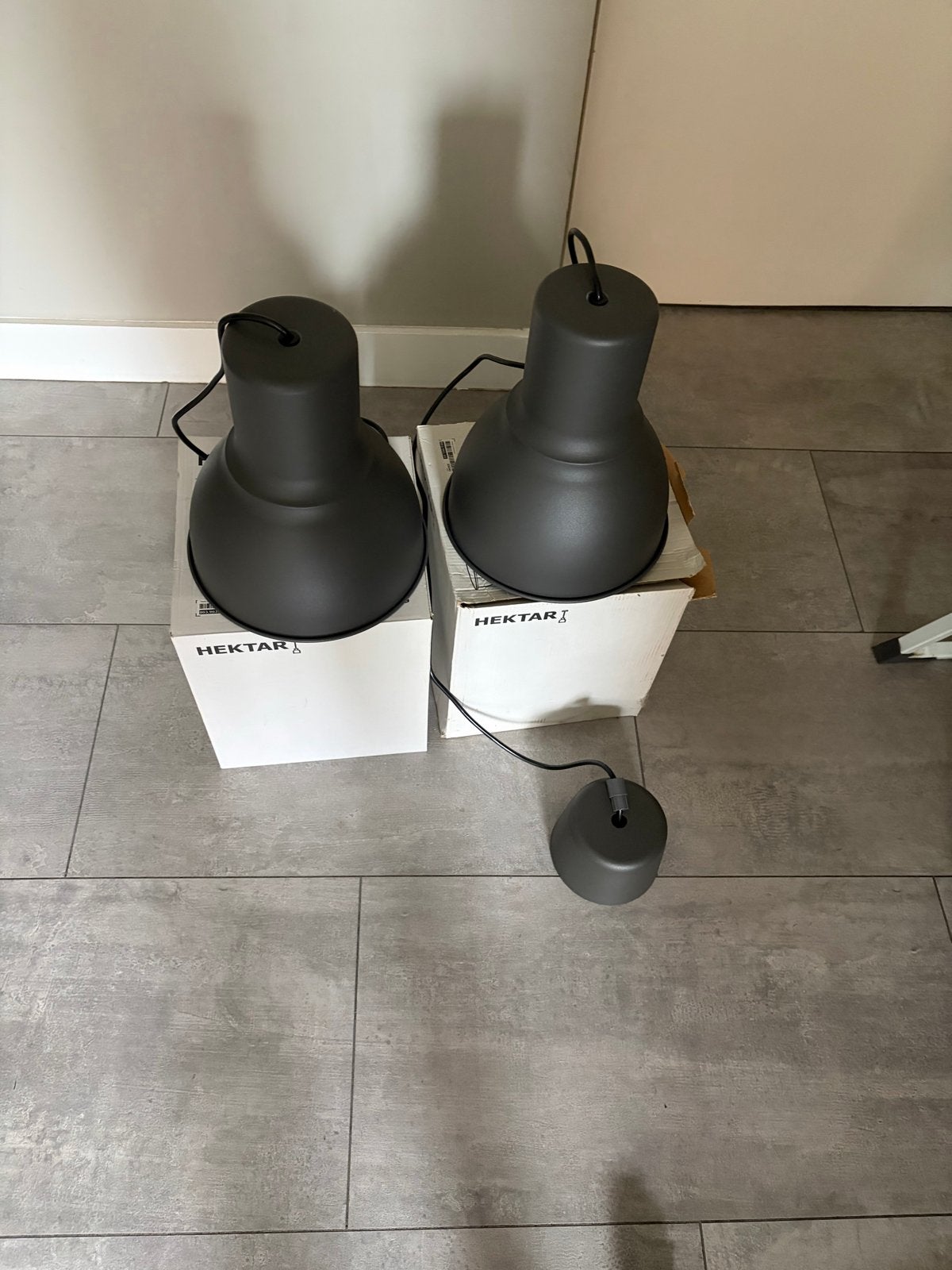 2x  Hektar hanglampen, donkergrijs,, Ophalen of Verzenden, Nieuw, Metaal, E27 (groot)