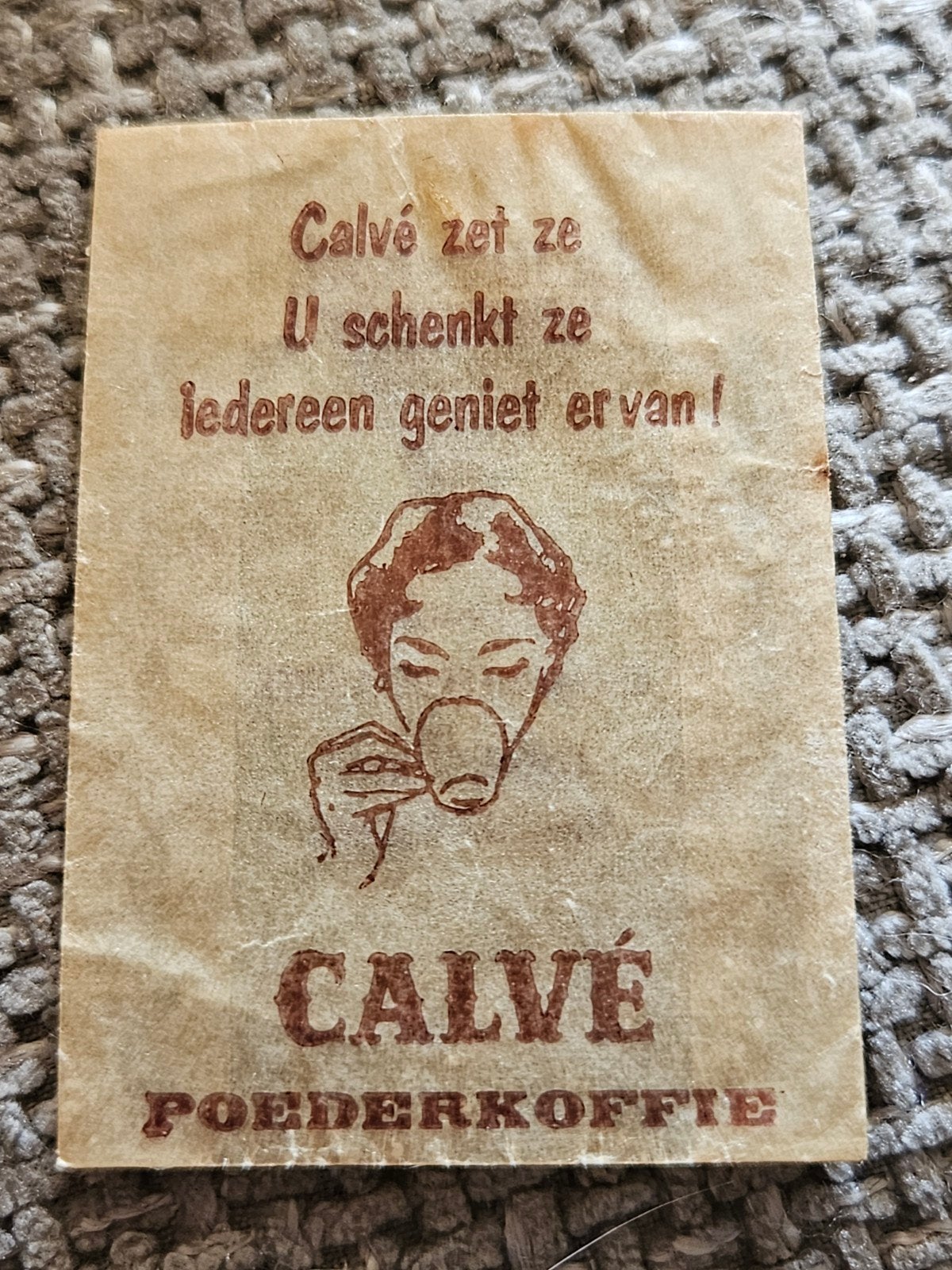 Calvé Poederkoffie Reclame suikerzakje, Verzamelen, Ophalen of Verzenden, Gebruikt, Reclamebord