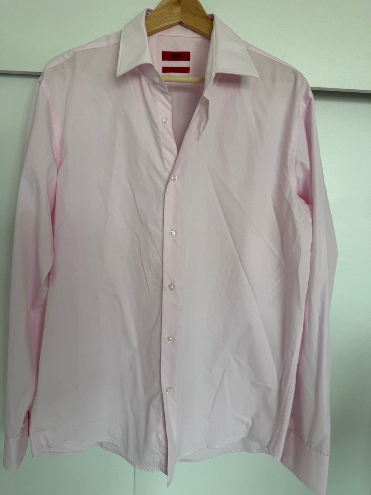 Hugo Boss heren blouse overhemd, Kleding | Heren, Overhemden, Ophalen of Verzenden, Zo goed als nieuw, Roze, Overige halswijdtes