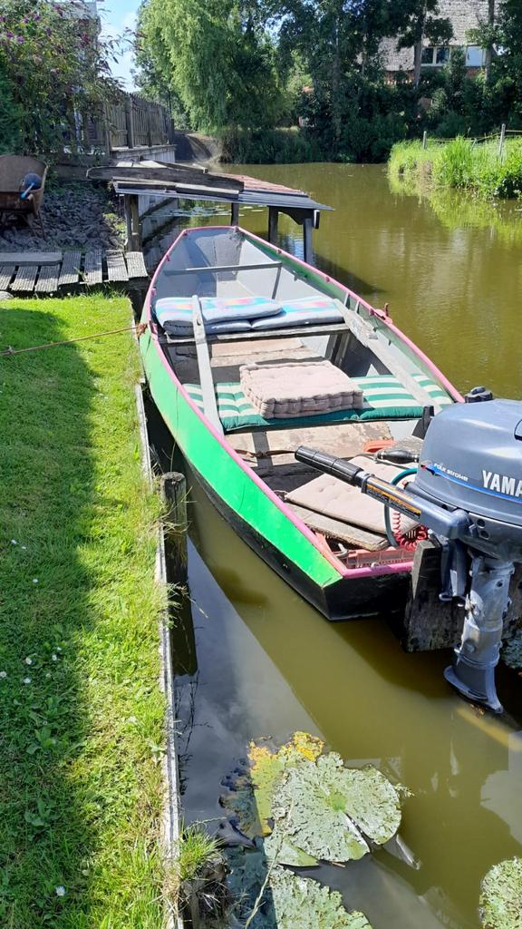 Staalen roeiboot met buitenboordmotor, Ophalen of Verzenden, Gebruikt