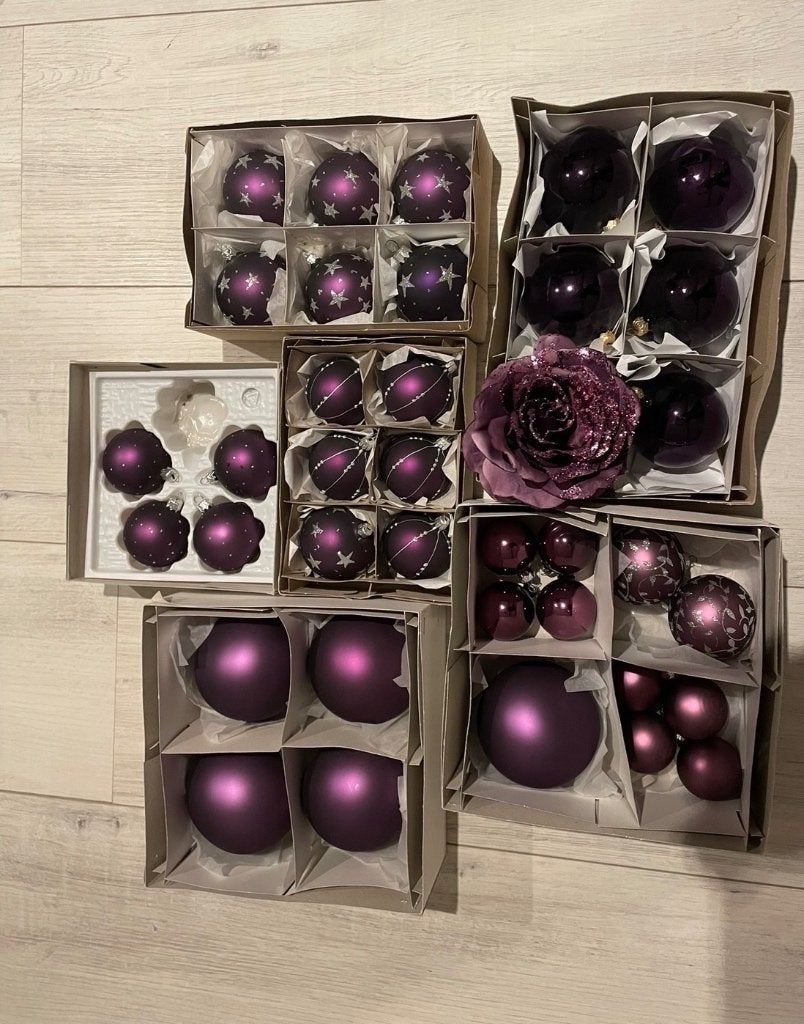 Grote set paarse kerstballen en decoratie (intratuin), Diversen, Ophalen, Zo goed als nieuw