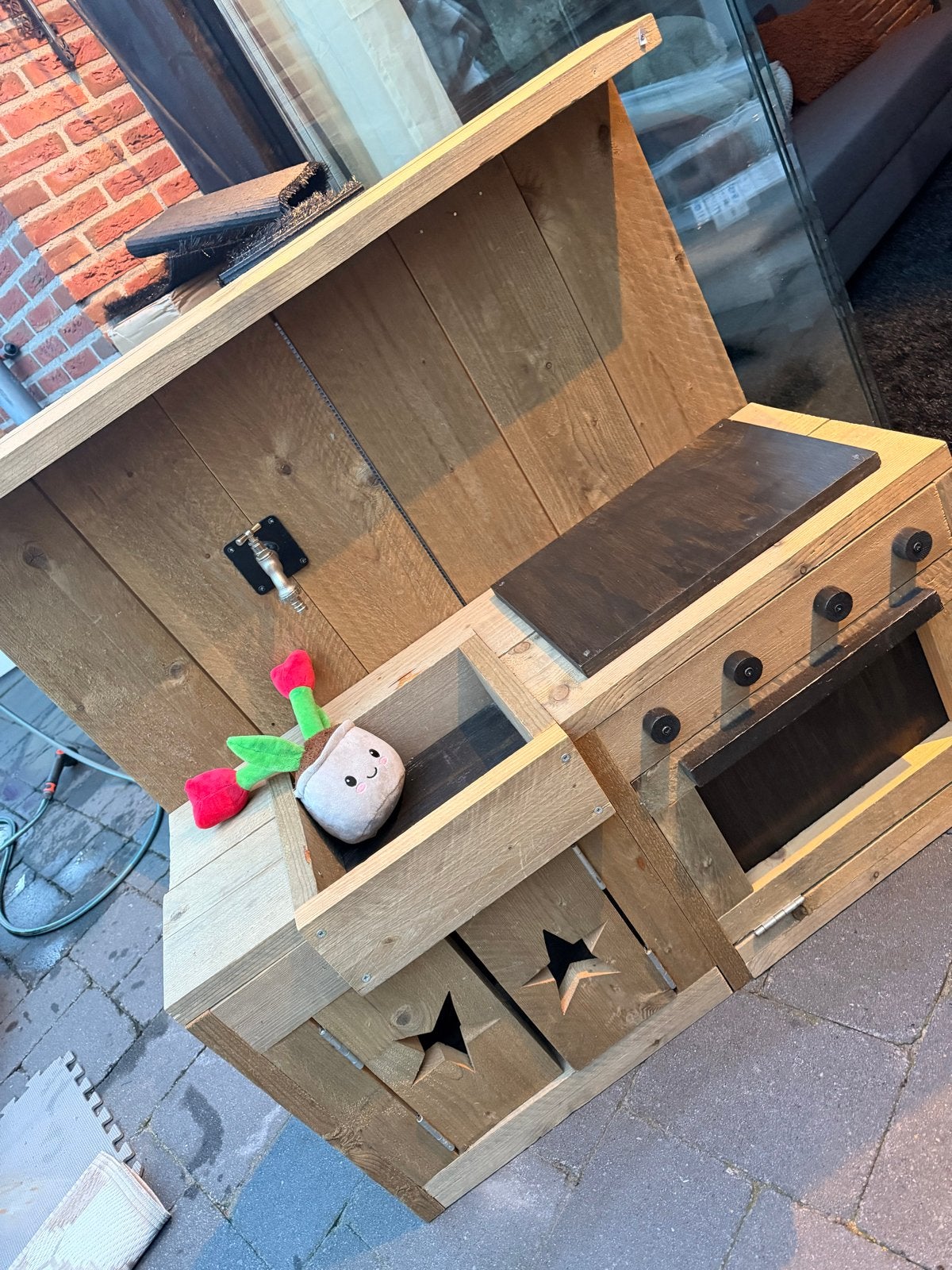 Super leuk Kinder keukentje van steigerhout, Ophalen, Zo goed als nieuw, Hout, Speelkeuken