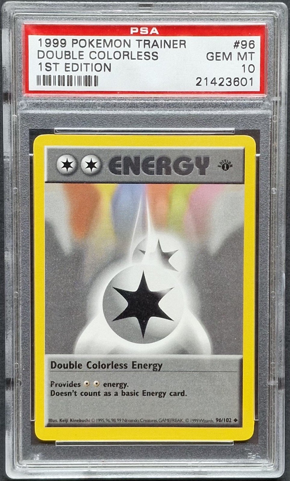 Double Colorless energy 1st edition Psa 10 Base set, Ophalen of Verzenden