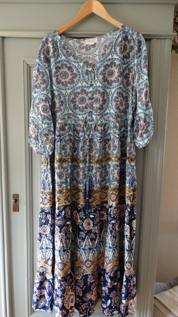 Orientique midi jurk, maat 44 in vrolijke kleuren, Overige kleuren, Verzenden, Maat 42/44 (L), Orientique