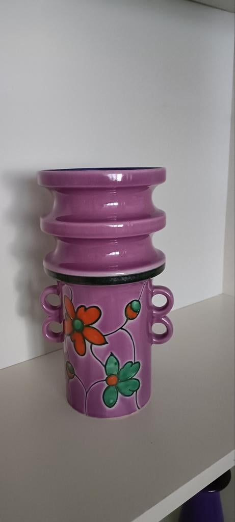 Vintage vaas met bloemendecor, Antiek en Kunst, Ophalen of Verzenden