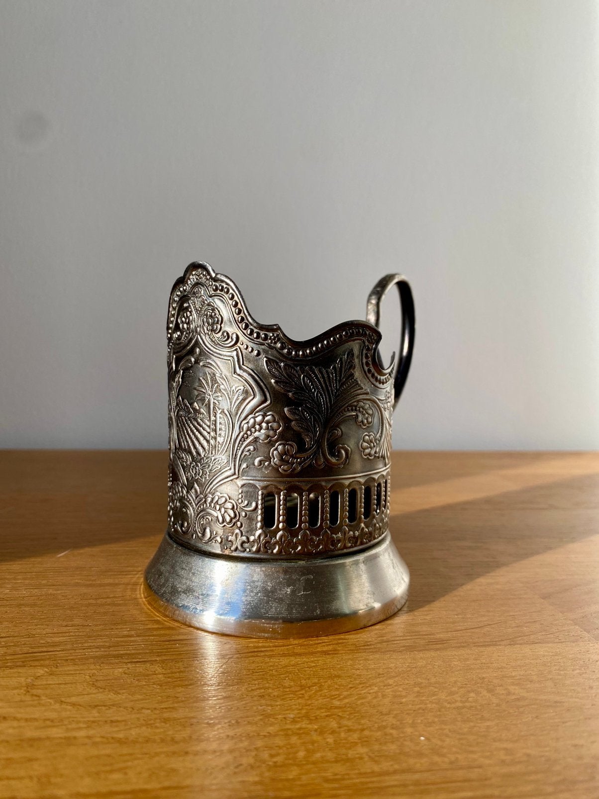 Vintage Soviet Podstakannik Silver-Plated Tea Glass Holder, Verzenden