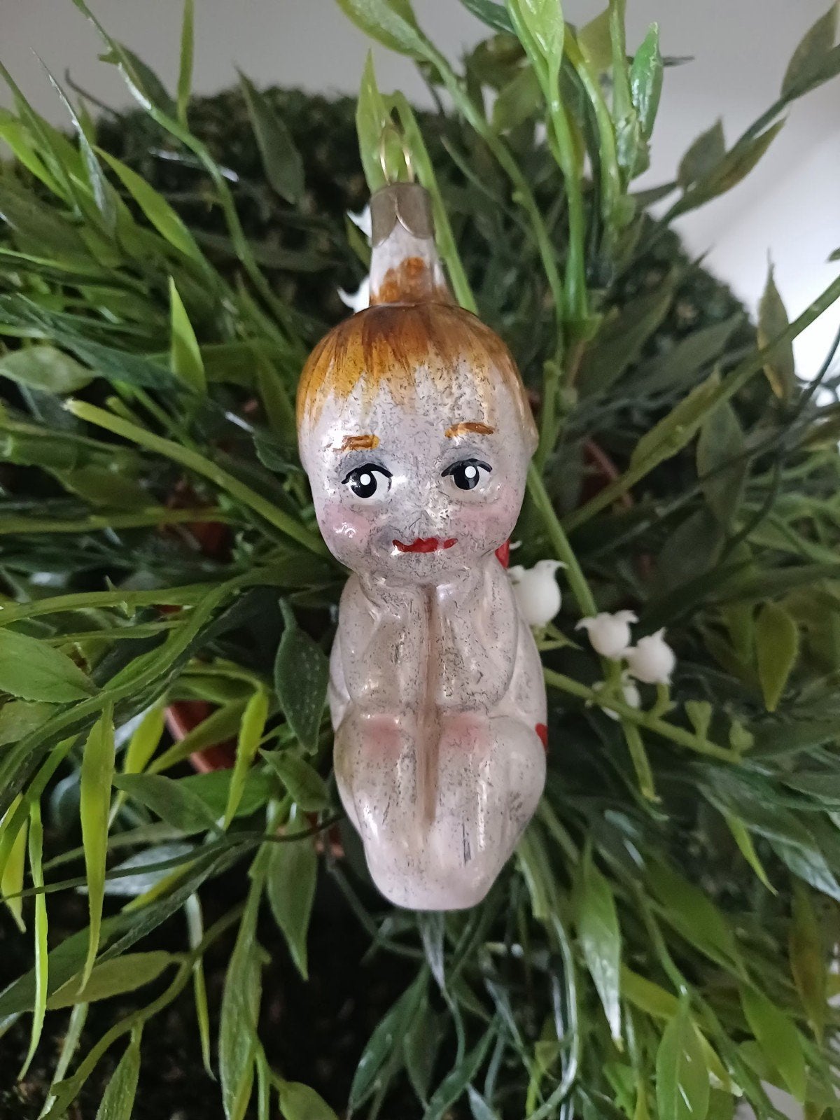 vintage kerstbal van glas Mascha, Ophalen of Verzenden