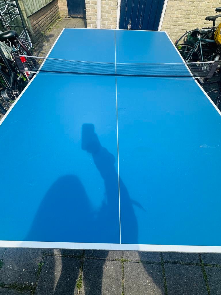 Blauwe Tafeltennistafel - Inklapbaar en Compleet, Ophalen, Gebruikt, Tafel Indoor, Inklapbaar