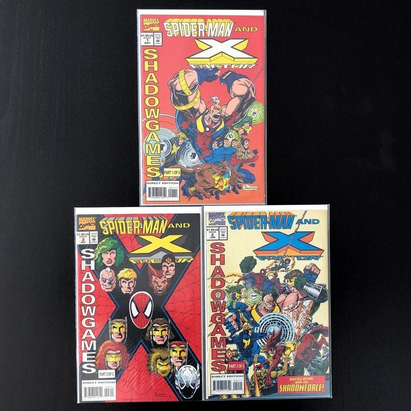 Spider-Man & X-Factor: Shadowgames Vol.1 #1 t/m 3 Set (1994), Gelezen, Amerika, Marvel Comics, Complete serie of reeks