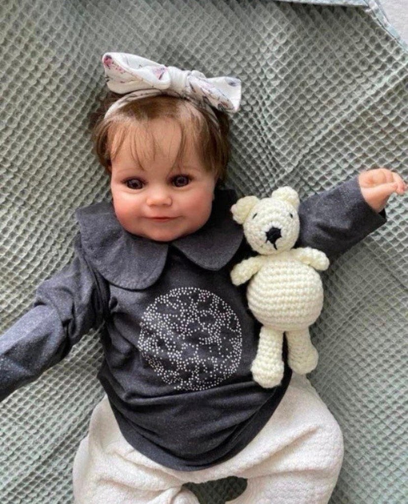 Vrolijk Reborn baby meisje 🩷, Verzenden, Zo goed als nieuw, Pop, Levensecht of Reborn