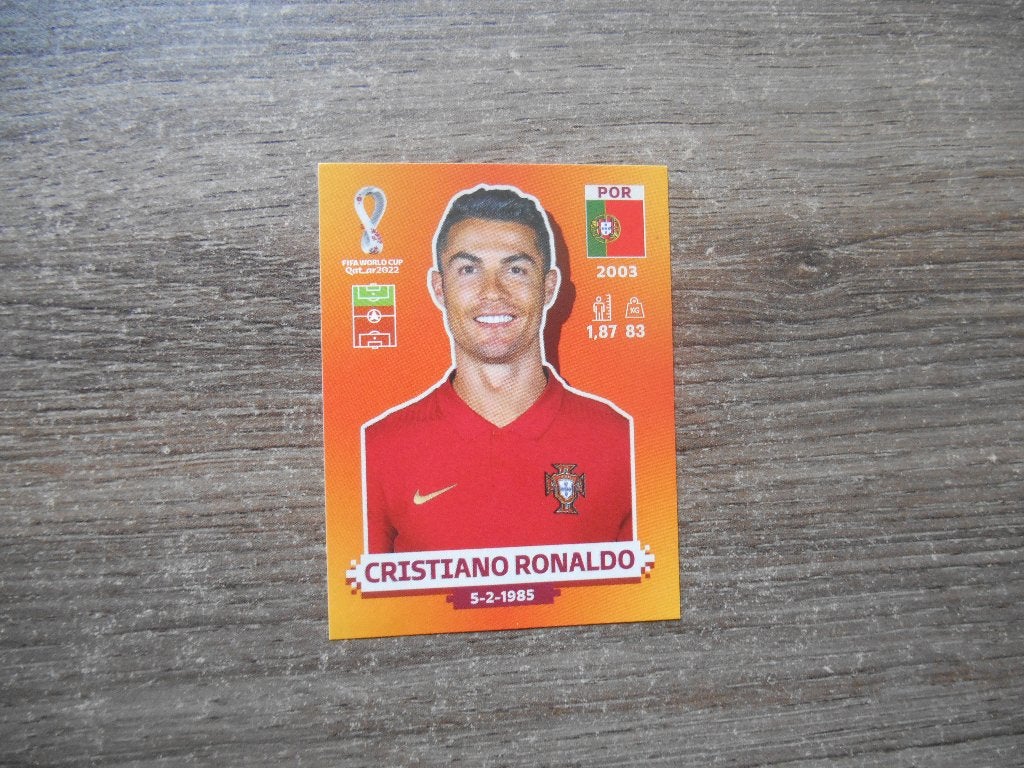 Panini Cristiano Ronaldo plaatje WK 2022 Qatar Oranje editie, Verzamelen, Ophalen of Verzenden, Nieuw, Buitenlandse clubs, Poster, Plaatje of Sticker