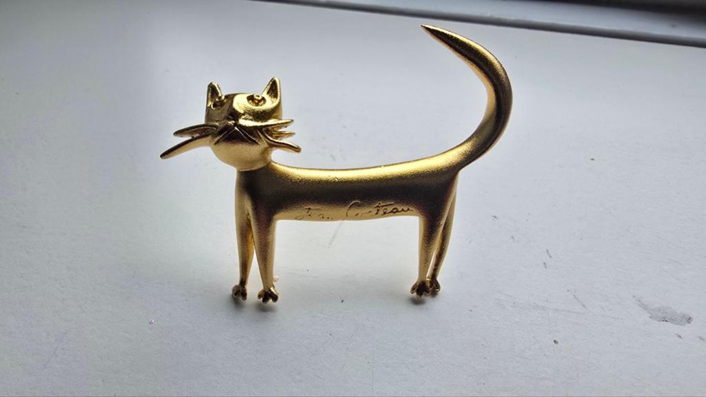 Vintage Jean Cocteau Kat Broche, Overige materialen, 4 tot 7 cm, Ophalen of Verzenden, Zo goed als nieuw