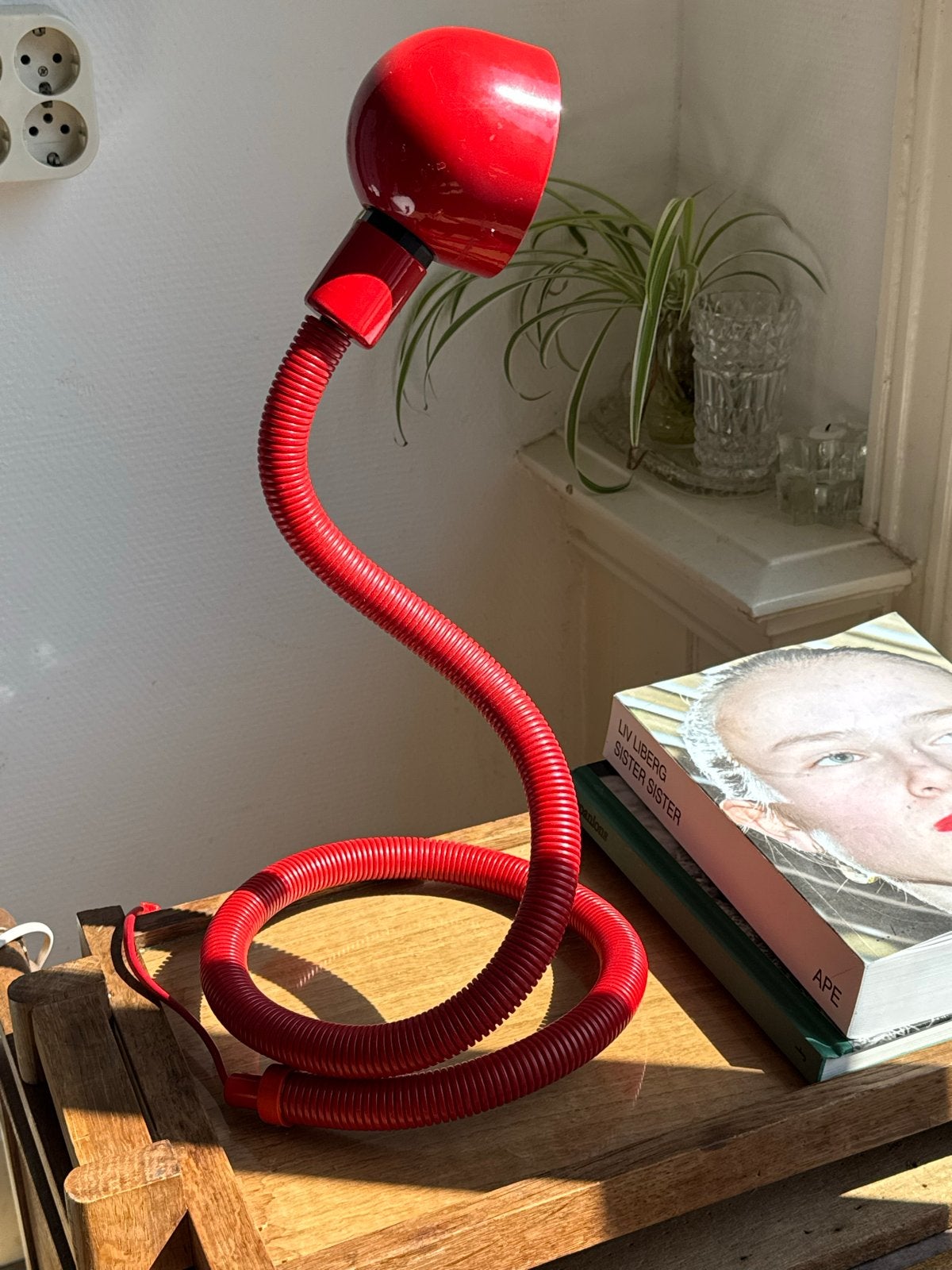 Vintage 1970s "Hebi" (snake) bureaulamp - Isao Hosoe stijl, Vintage, Ophalen of Verzenden, Rood, Bureaulamp