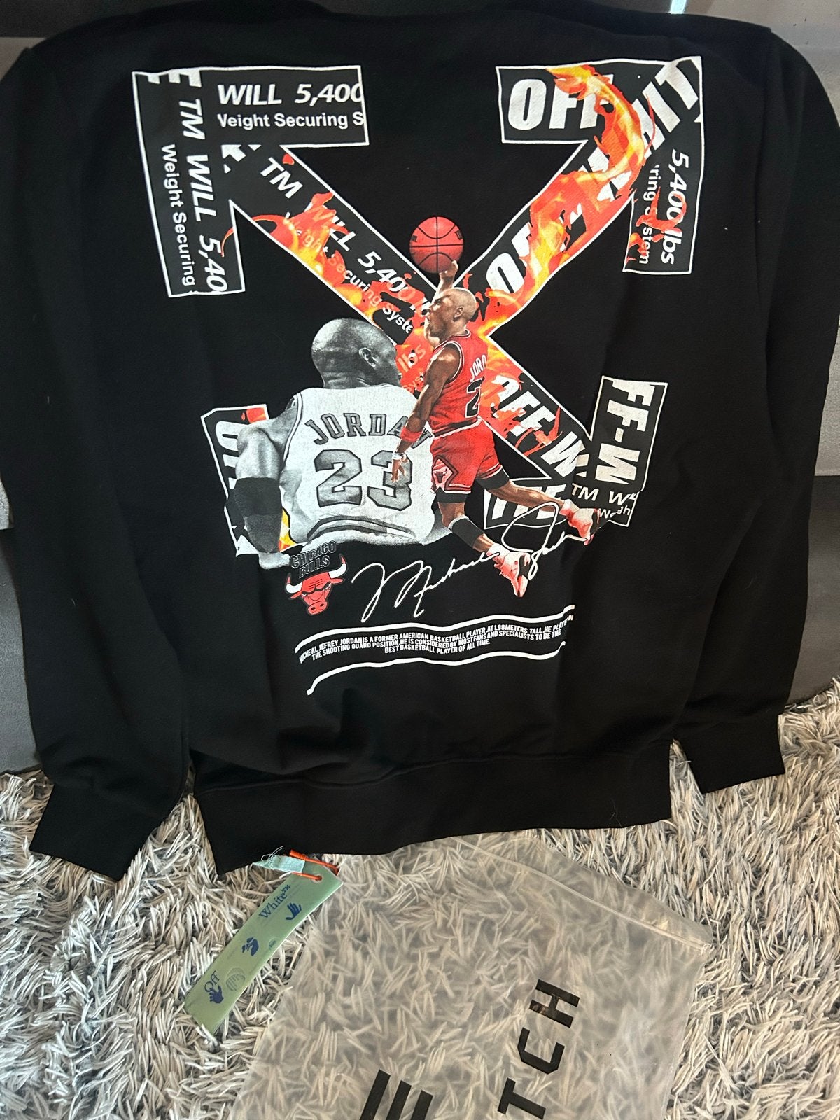 Off-White x Jordan Chicago Bulls sweatshirt - Maat XL, Ophalen of Verzenden, Nieuw, Maat 56/58 (XL), Zwart