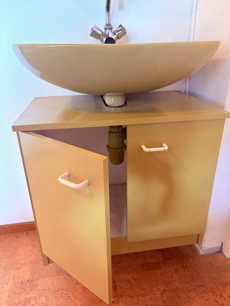 Vintage Wastafel Olijfgroen, Ophalen, Gebruikt, Wastafel