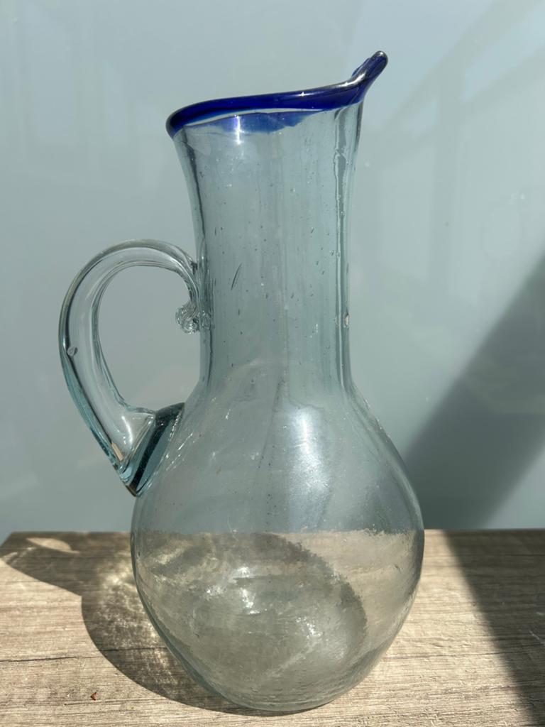 Mexicaanse / Zuid-Amerikaanse waterkaraf met pontilmerk, Overige kleuren, Ophalen of Verzenden, Minder dan 50 cm, Glas