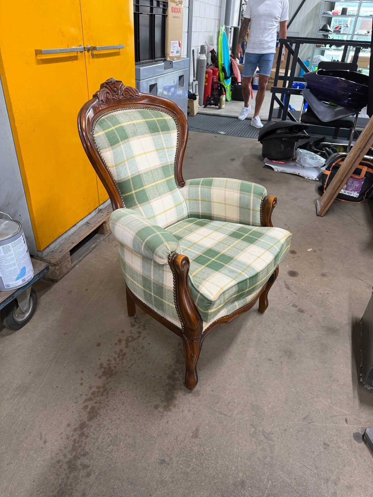 Engelse wingback fauteuil met Schotse ruit, Ophalen of Verzenden
