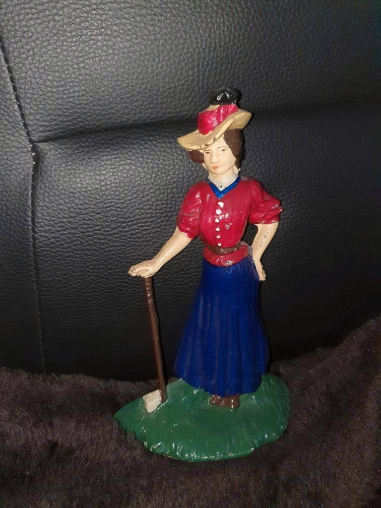 2 x Vintage gietijzeren haan en Lady Golfer deurstop, Ophalen