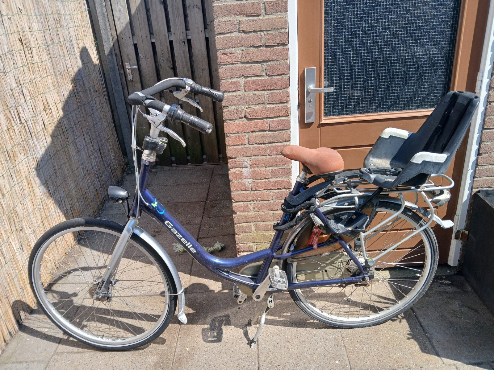 Gazelle damesfiets met lage instap en kinderzitje, Ophalen, Velgrem, 50 tot 53 cm, Gazelle